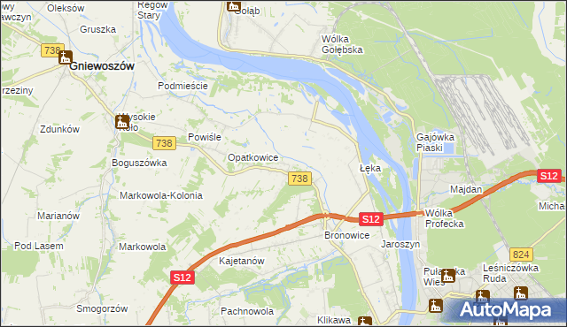 mapa Kowala gmina Puławy, Kowala gmina Puławy na mapie Targeo