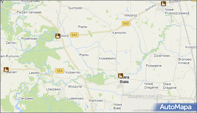 mapa Kowalewko gmina Stara Biała, Kowalewko gmina Stara Biała na mapie Targeo