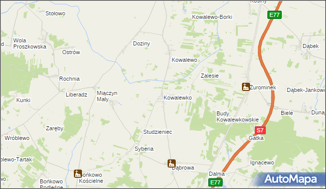 mapa Kowalewko gmina Strzegowo, Kowalewko gmina Strzegowo na mapie Targeo