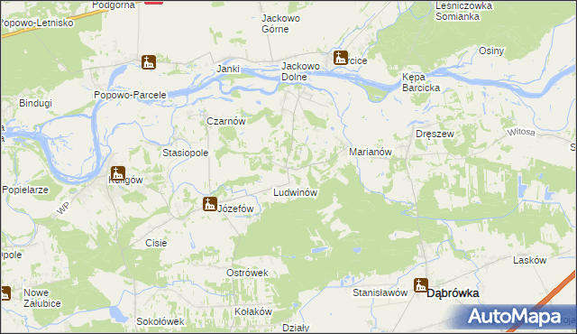 mapa Kowalicha gmina Dąbrówka, Kowalicha gmina Dąbrówka na mapie Targeo