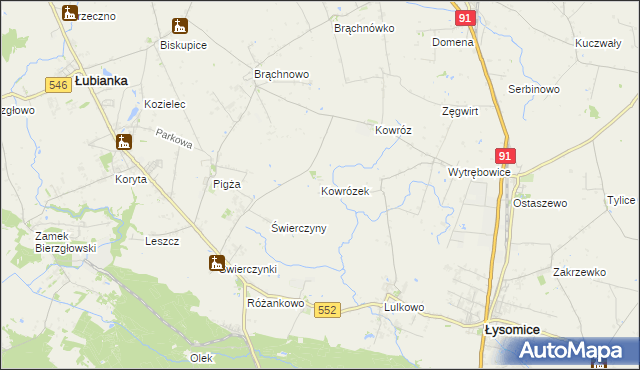 mapa Kowrózek, Kowrózek na mapie Targeo