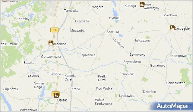 mapa Kozi Róg gmina Brodnica, Kozi Róg gmina Brodnica na mapie Targeo