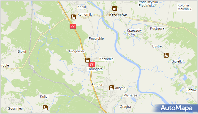 mapa Koziarnia, Koziarnia na mapie Targeo