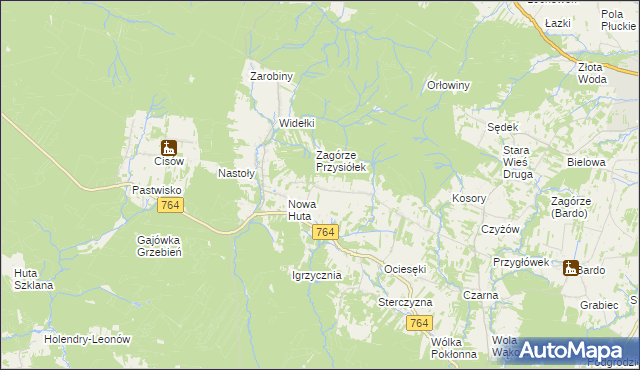 mapa Koziel gmina Raków, Koziel gmina Raków na mapie Targeo