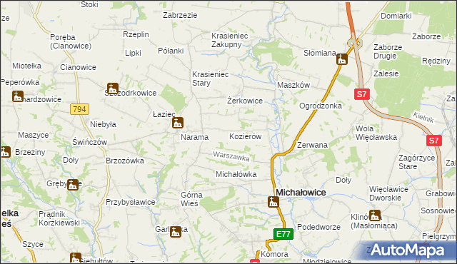 mapa Kozierów, Kozierów na mapie Targeo