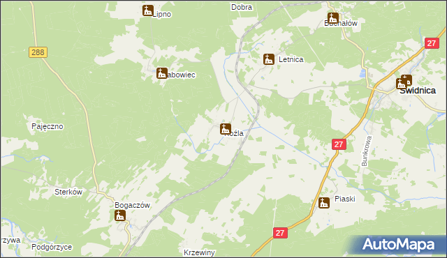 mapa Koźla, Koźla na mapie Targeo