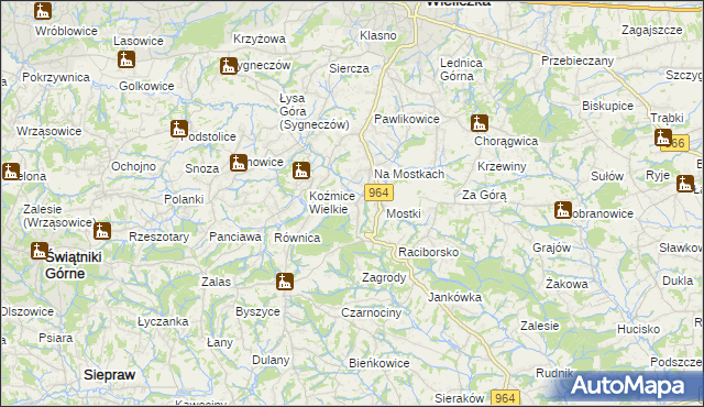 mapa Koźmice Małe, Koźmice Małe na mapie Targeo