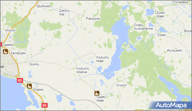 mapa Kożuchy Małe, Kożuchy Małe na mapie Targeo