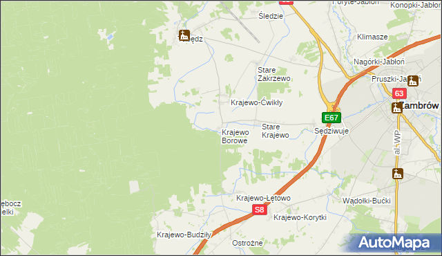 mapa Krajewo Borowe, Krajewo Borowe na mapie Targeo