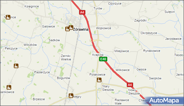 mapa Krajków gmina Żórawina, Krajków gmina Żórawina na mapie Targeo