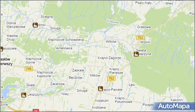 mapa Krajno-Zagórze, Krajno-Zagórze na mapie Targeo