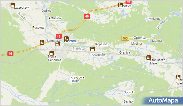 mapa Krasiejów, Krasiejów na mapie Targeo