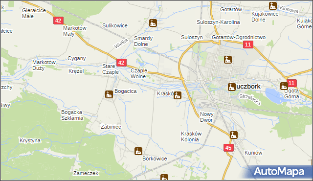 mapa Krasków gmina Kluczbork, Krasków gmina Kluczbork na mapie Targeo