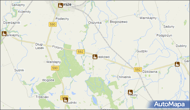 mapa Kraskowo gmina Korsze, Kraskowo gmina Korsze na mapie Targeo