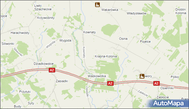 mapa Krasna-Kolonia, Krasna-Kolonia na mapie Targeo