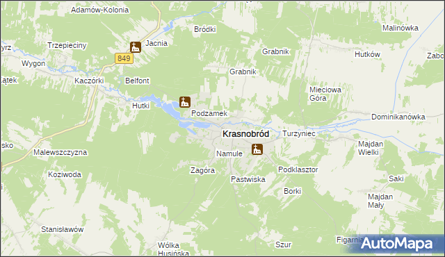 mapa Krasnobród, Krasnobród na mapie Targeo