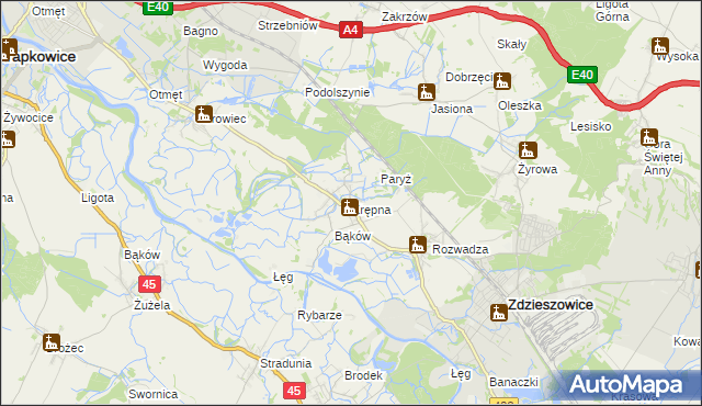 mapa Krępna, Krępna na mapie Targeo