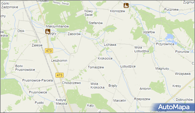 mapa Krokocice, Krokocice na mapie Targeo