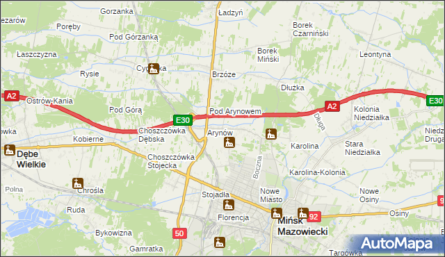 mapa Królewiec gmina Mińsk Mazowiecki, Królewiec gmina Mińsk Mazowiecki na mapie Targeo