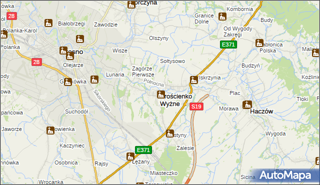 mapa Krościenko Wyżne, Krościenko Wyżne na mapie Targeo
