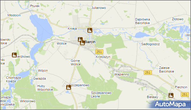 mapa Krotoszyn gmina Barcin, Krotoszyn gmina Barcin na mapie Targeo