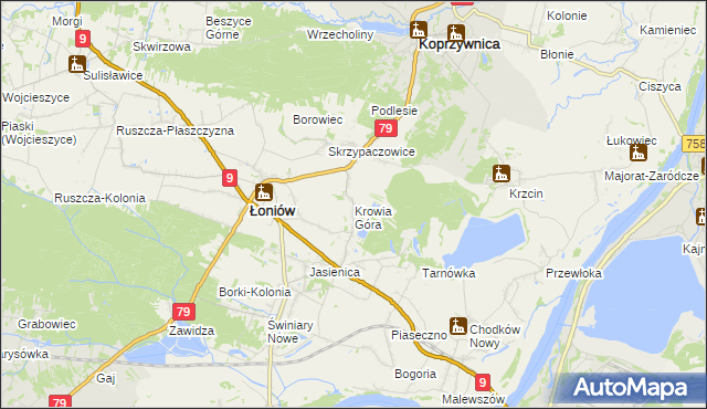 mapa Krowia Góra, Krowia Góra na mapie Targeo