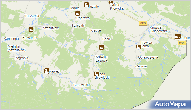 mapa Krowica Lasowa, Krowica Lasowa na mapie Targeo