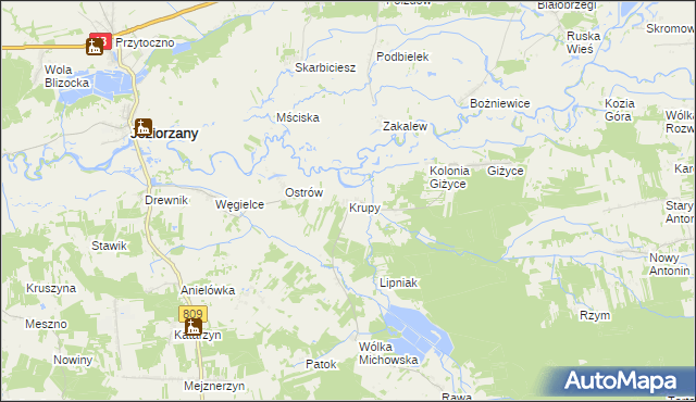 mapa Krupy gmina Michów, Krupy gmina Michów na mapie Targeo