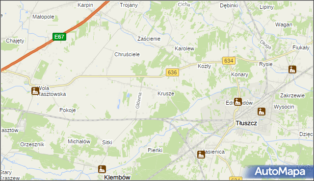 mapa Krusze gmina Klembów, Krusze gmina Klembów na mapie Targeo