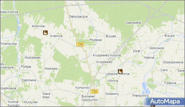 mapa Kruszewiec-Kolonia, Kruszewiec-Kolonia na mapie Targeo