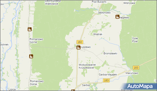 mapa Kruszewo gmina Ujście, Kruszewo gmina Ujście na mapie Targeo