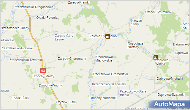 mapa Krzeczkowo Mianowskie, Krzeczkowo Mianowskie na mapie Targeo