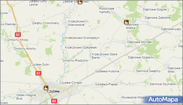 mapa Krzeczkowo-Stare Bieńki, Krzeczkowo-Stare Bieńki na mapie Targeo