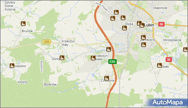 mapa Krzeczyn Wielki, Krzeczyn Wielki na mapie Targeo