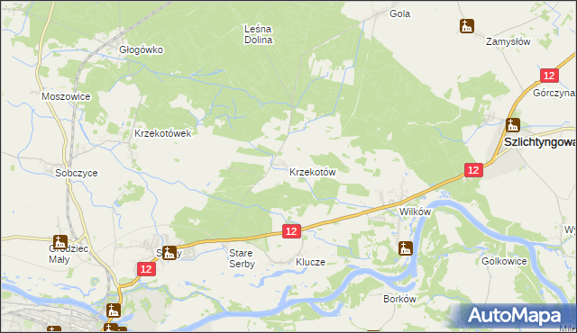 mapa Krzekotów, Krzekotów na mapie Targeo