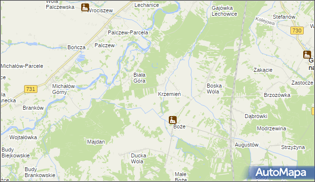 mapa Krzemień gmina Stromiec, Krzemień gmina Stromiec na mapie Targeo