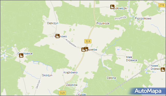 mapa Krzepielów, Krzepielów na mapie Targeo