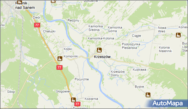 mapa Krzeszów powiat niżański, Krzeszów powiat niżański na mapie Targeo