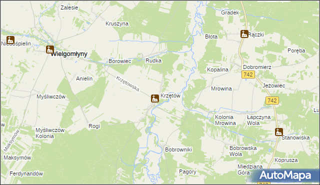 mapa Krzętów, Krzętów na mapie Targeo