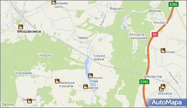 mapa Krzycko Wielkie, Krzycko Wielkie na mapie Targeo