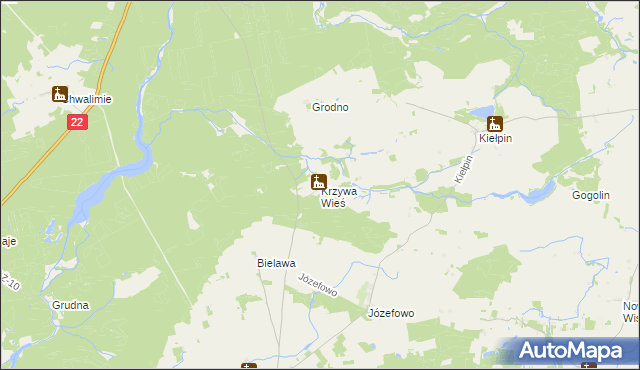 mapa Krzywa Wieś, Krzywa Wieś na mapie Targeo