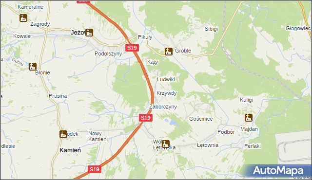 mapa Krzywdy gmina Jeżowe, Krzywdy gmina Jeżowe na mapie Targeo