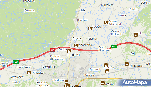 mapa Krzyżanowice gmina Bochnia, Krzyżanowice gmina Bochnia na mapie Targeo