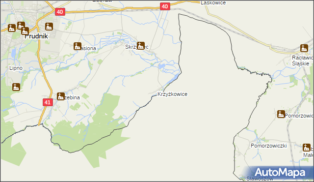 mapa Krzyżkowice, Krzyżkowice na mapie Targeo