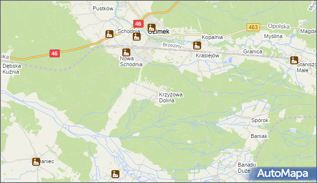 mapa Krzyżowa Dolina, Krzyżowa Dolina na mapie Targeo