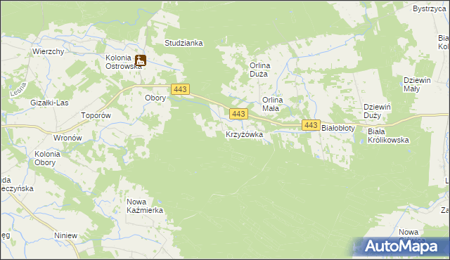 mapa Krzyżówka gmina Gizałki, Krzyżówka gmina Gizałki na mapie Targeo