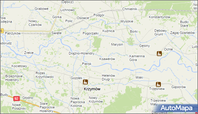 mapa Ksawerów gmina Kramsk, Ksawerów gmina Kramsk na mapie Targeo