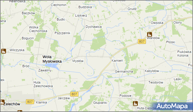 mapa Ksawerynów gmina Wola Mysłowska, Ksawerynów gmina Wola Mysłowska na mapie Targeo