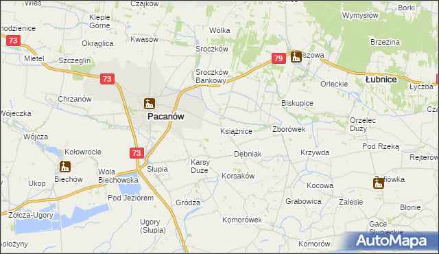 mapa Książnice gmina Pacanów, Książnice gmina Pacanów na mapie Targeo