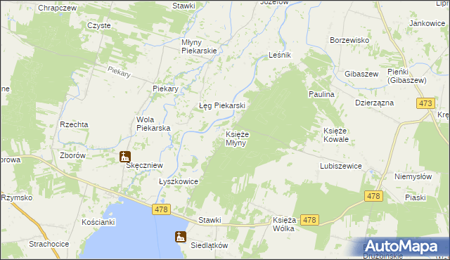 mapa Księże Młyny, Księże Młyny na mapie Targeo